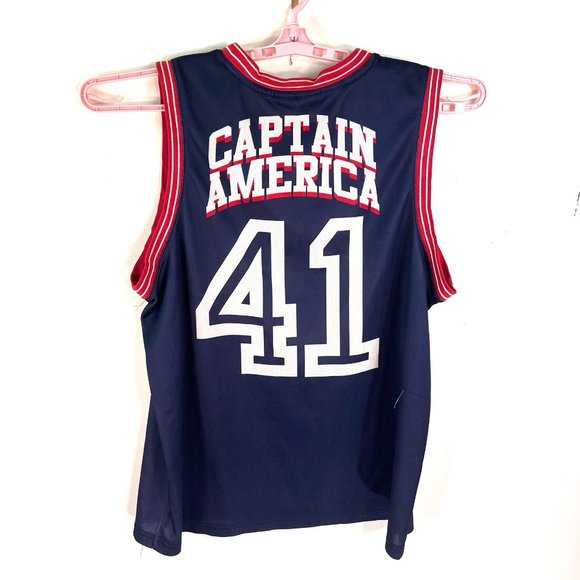 Captain America #41 Basket Ball Jersey Mens Size XXL Blue - Picture 3 of 8